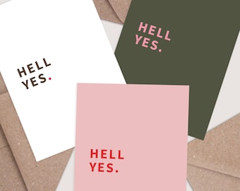 Hell Yes Card. Funny Anniversary Card. Funny Birthday Card. Girlfriend Wife Boyfriend Husband Rude Dirty Love Cards. Sexy Card for Couples