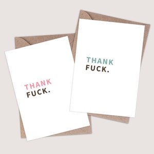 Thank Fuck – Drôle de carte de félicitations. Nouvelle carte bébé. Carte de mariage. Nouvel emploi. Retraite. Carte de départ. Blague de nouveauté offensante Comédie.