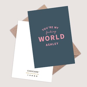 Tarjeta personalizada Eres mi puto mundo. Tarjeta de aniversario divertida. Tarjeta de amor para él. Tarjeta de amor para ella. Tarjeta de San Valentín personalizada.
