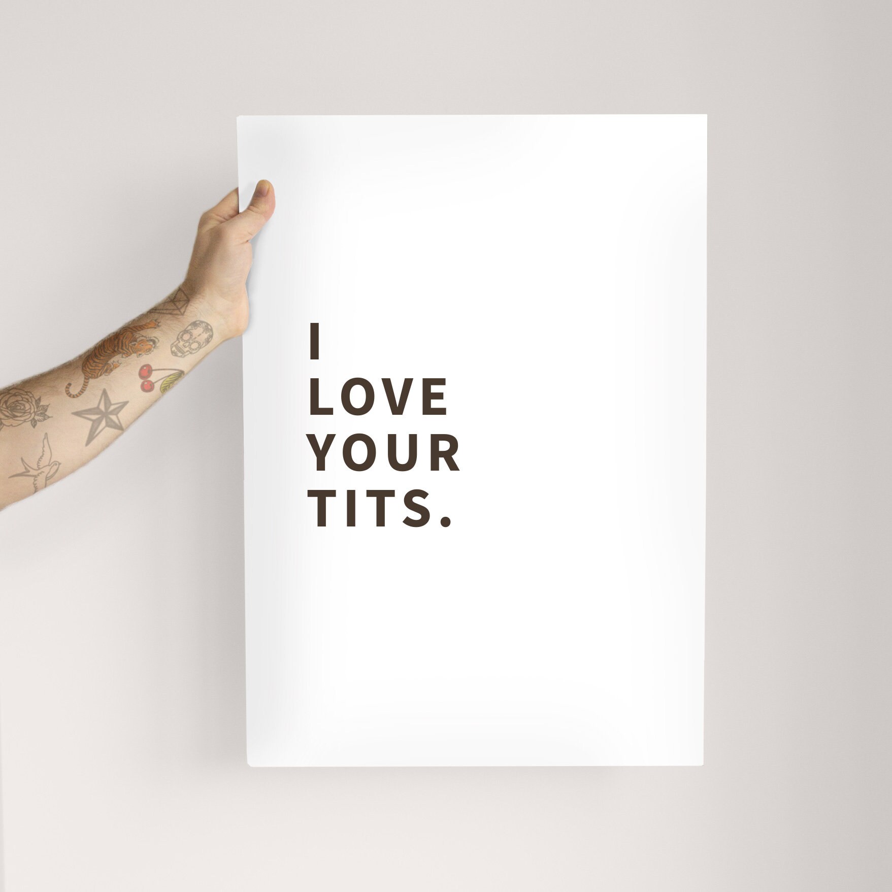 I Love Your Tits Poster in Pink White or Green Porn Photo Hd