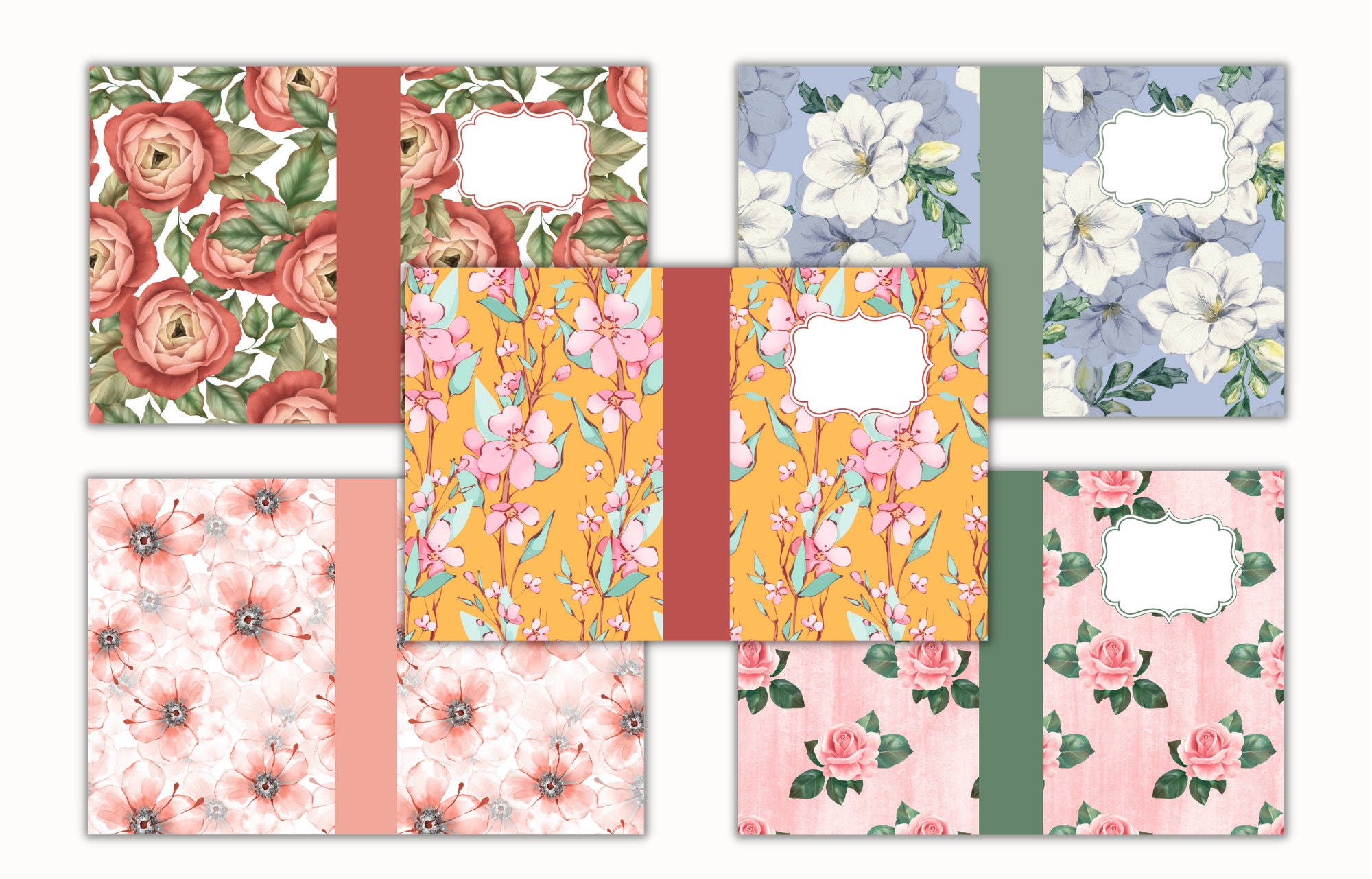 34 KDP Floral Book Covers, Flower Pattern Notebook Covers, 4