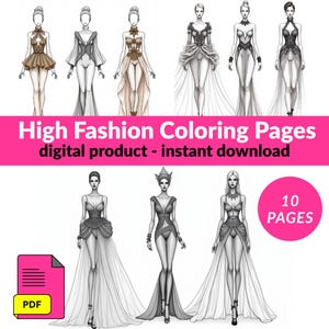 Fashion-Themed Digital Coloring Pages | Instant Download | Perfect for Fashion Lovers & Creatives!