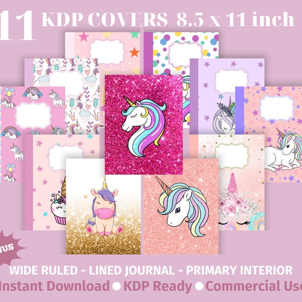 11 KDP Book Covers, Unicorn Covers, 3 KDP Interiors, Commercial Use,Ready To Upload Pdf