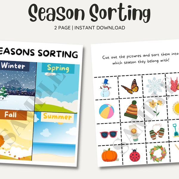 Season Sorting Activity, Sorting Practice, Seasons Printables, Seasons Printable, Preschool Printables, Kindergarden Printables