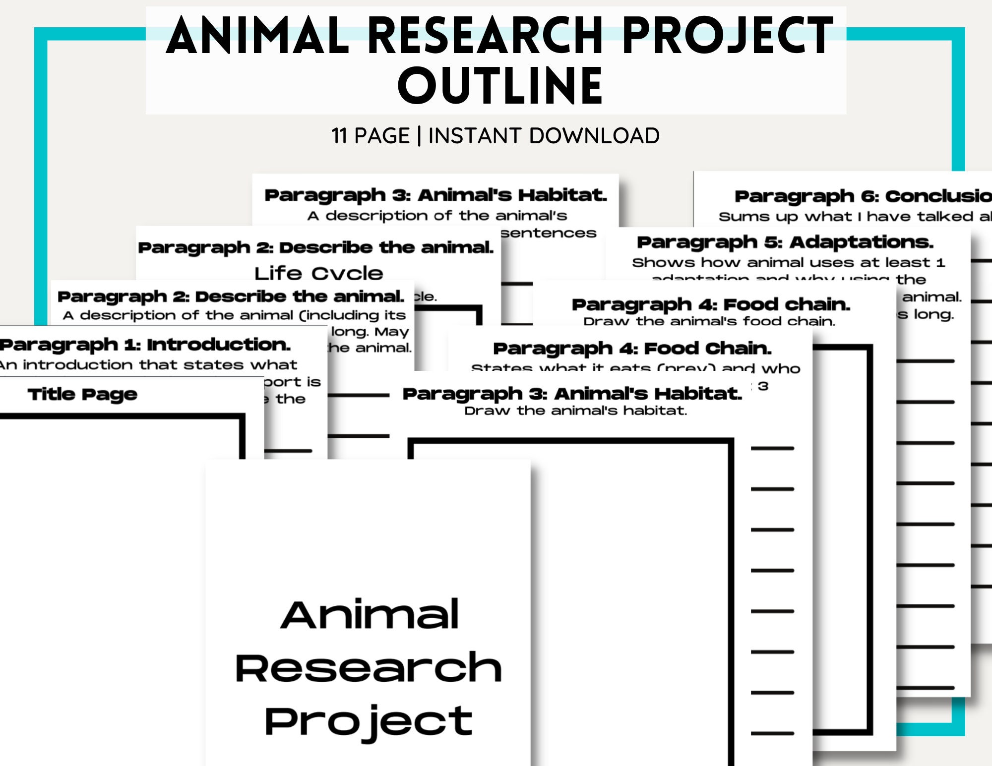 Animal Research Project Outline Homeschool Research Project - Etsy