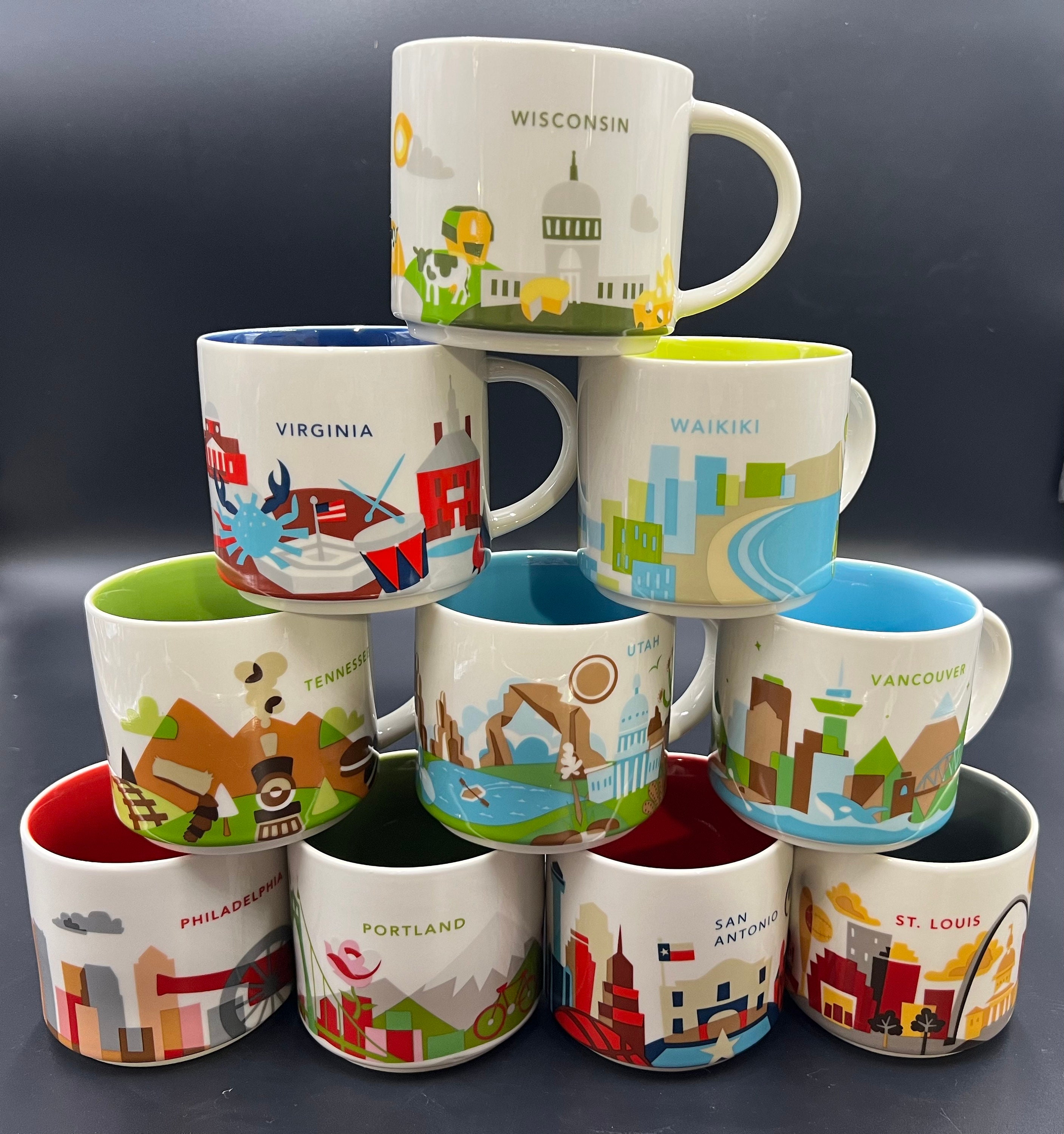 Starbucks You Are Here Mugs 14oz - Etsy