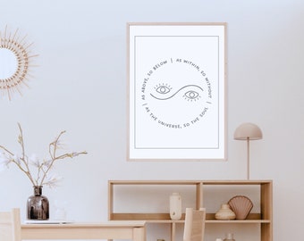 As Above So Below Printable Wall Art | Spiritual Phrase Digital Print | As Above So Below As Within So Without Phrase | Digital Download
