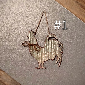 Rooster String Rustic Metal Farm Animals With Twine String Décor ~ Rooster, Cow, and ...