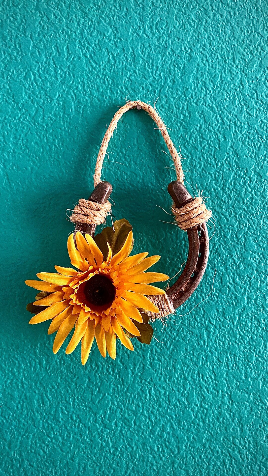 Rustic Hanging Horseshoe Wall Decoration With Sunflowers, Farmhouse