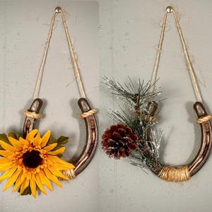 Rustic Hanging Horseshoe Wall Decoration with Sunflowers, Farmhouse Style Decor, Barndominium, County Decor, Western Decor, Barn Decor