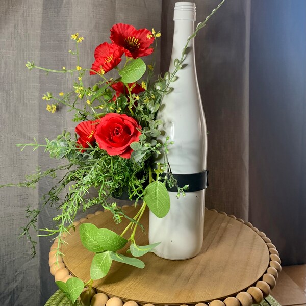 Wine Bottle Floral Arrangement Etsy