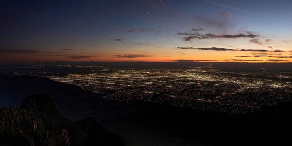 Dusk at Albuquerque, From 10,000 Feet in the Sandia Mountains