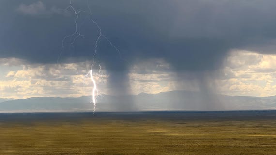 Lightning Strikes During Desert Rainfall, Great Sand Dunes National Park