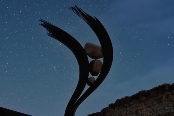 Steel-and-Rock Sculpture at Moab, Utah