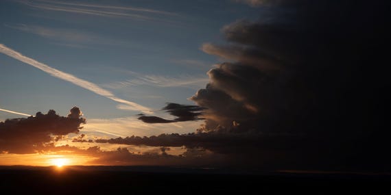 Sunset With Massive Looming Clouds