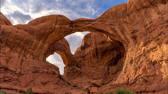 Magnificent Double Arch Formation at Arches National Park, Utah