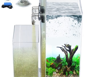 2.5 Gallon Tall Self-Cleaning Aquarium KIT | Lid | Waterfall Basin | Dazzle LED | Air Pump