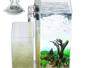 2.5 Gallon Tall Self-Cleaning Aquarium KIT | Lid | Waterfall Basin | Dazzle LED