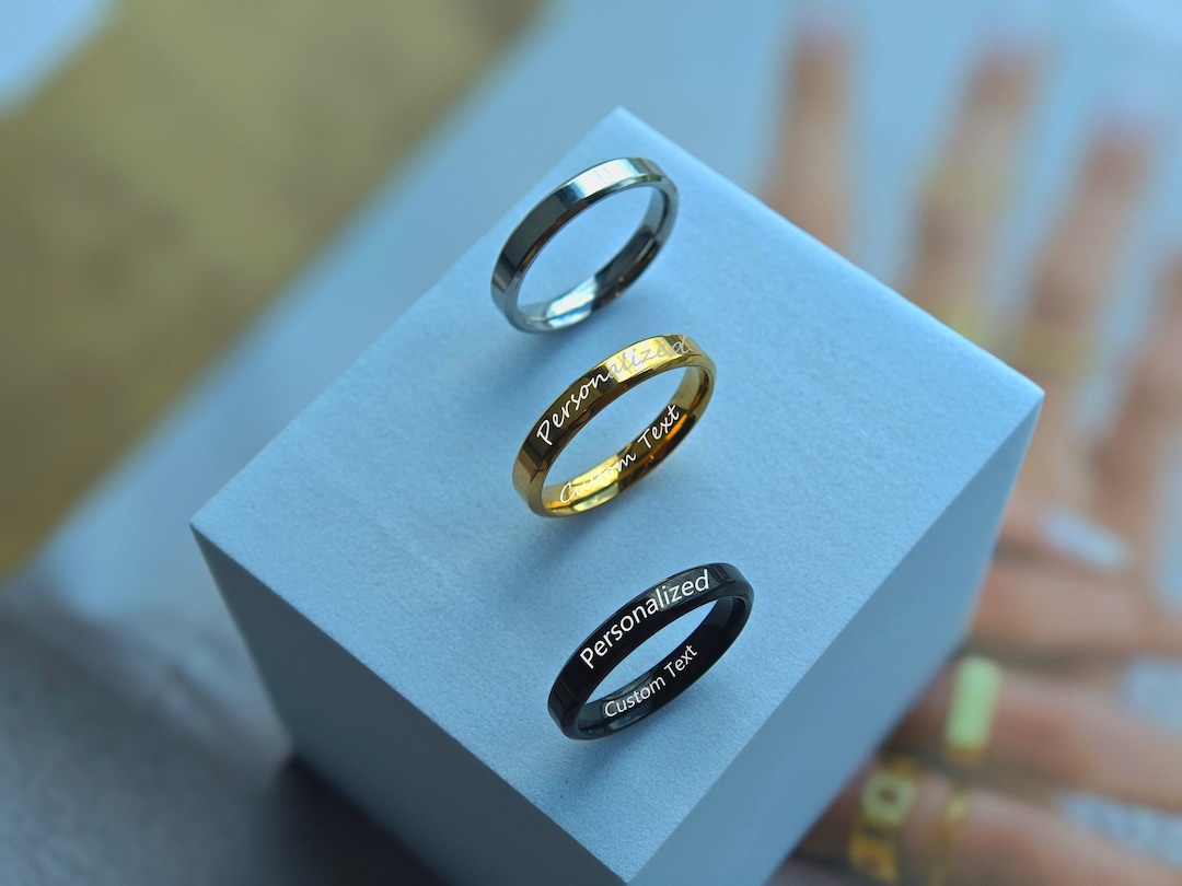 Customizable Promise Rings Personalized Promise Ring for Lover, Engraved Name Ring, Stackable Name ...