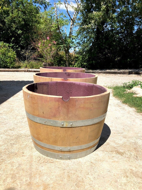 Jardinière, Comporte, 1/2 Tonneau, Demi Barrique de Vin, Pot 112L en Chêne