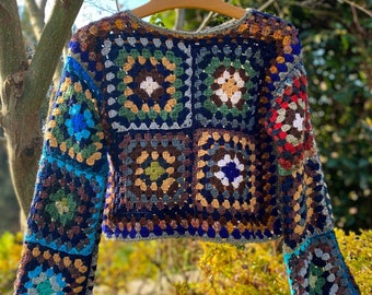 PDF // Suéter de crochet con cuadrados de la abuela: patrón de crochet, jersey, ideal para principiantes, proyecto de invierno.