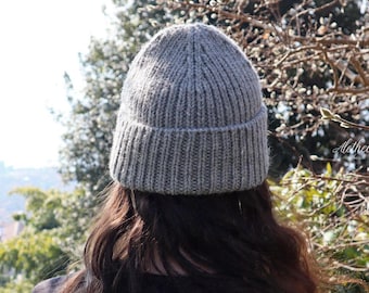 North Beanie — knitting pattern || Chunky Knit Beanie Pattern, Snowboard beanie, Hipster winter hat, Ribbed 1x1 Winter Hat.