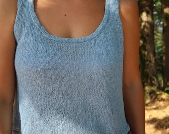Lumia Top - knitting pattern | classic knit tank top, summer staple, light knit top with hems, top-down.
