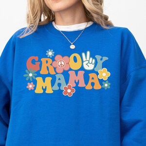 Groovy Mama Sweatshirt, Matching Mom Sweatshirt, Happy Mother&#39;s Day, Retro Motherhood Sweatshirt, Mom Life Sweatshirt, Mother&#39;s Day Gift