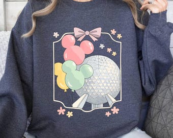 Disney Trip Sweatshirt, Retro Coquette Bow Disney Epcot Sweatshirt, Epcot World Tour 1982 Top, Disneyworld Family Matching Sweaters