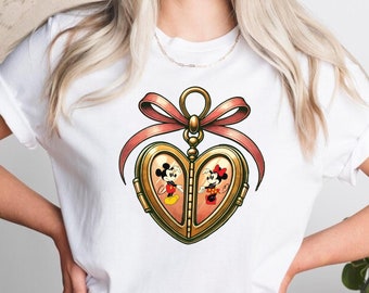 Mickey and Minnie Locket Shirt,Cute Locked Bow Shirt,Minnie Mickey Lover Jumper,Cute Disneyworld Shirt,Disneyland Trip Shirt,Gift for Family