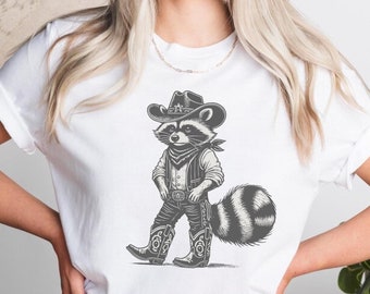 Western Raccoon Shirt,Retro Cowboy Racoon Graphic Shirt,Funny Raccoon Meme Shirt,Retro Funny Shirt,Raccoon Shirt,Women Western Shirt,