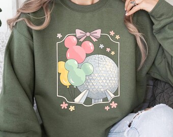 Epcot World Tour 1982 Sweatshirt, Retro Coquette Bow Disney Epcot Sweatshirt, Disney Trip Clothing, Disneyworld Family Matching Sweaters