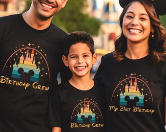 Custom Family Disney Birthday Group Shirt,Birthday Disney Trip Shirt,Birthday Squad Disneyland Shirt,Disney Castle Birthday Group Shirt,