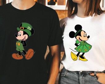 Mickey and Minnie Couples Disney Happy St. Patrick’s Day Shirt, WDW Disneyland Shamrock Lucky Irish Shirt,Shenanigans Family Patrick’s Shirt