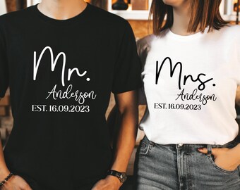 Custom Mr. And Mrs. Shirt,Custom Wifey Hubby Shirts,Matching Couples Shirt,Just Married Shirt,Wedding Anniversary Gift,Honeymoon Gift,