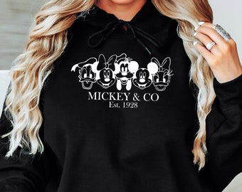 Retro Mickey & Co 1928 Hoodie, Vintage Disney Hoodie, Family Mickey And Friends, Disney Family Hoodie, Mickey And Co, Disneyworld Hoodie