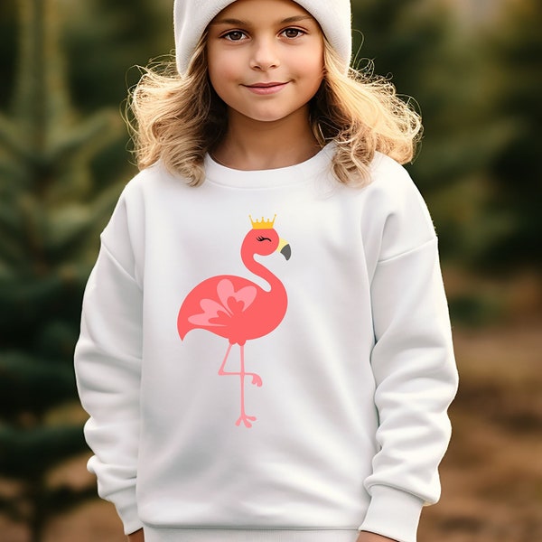 Flamingo Sweatshirt, Girls Flamingo Sweatshirts, Monogram Flamingo Sweater, Flamingo Gifts, Girls Vacation Crewneck, Animal Lover Sweatshirt
