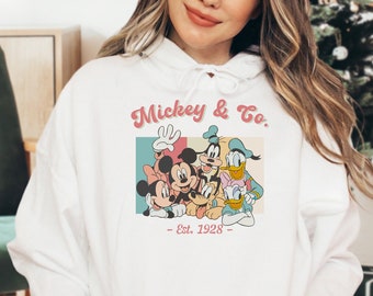 Retro Mickey & Co 1928 Hoodie, Mickey And Friends Hoodie, Vintage Disney Hoodie, Disney Family Hoodie, Disneyworld Hoodie, Mickey And Co