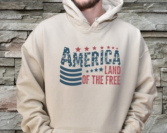 America Land Of The Free Hoodie, Because Of The Brave Hoodie, American Flag Hoodie, 4th of July Hoodie, Freedom Hoodie, Patriotic Hoodie