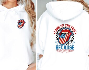 America Land Of The Free Hoodie, Because Of The Brave, Retro American Flag Hoodie, 4th of July Hoodie, Freedom Hoodie, Independence Day