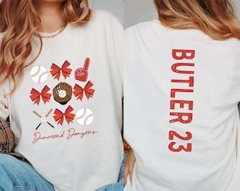 Comfort Personalized Name Baseball Mama Shirt with Bow,Team Mom T Shirt,Mascot Custom Jersey,Tball Mom Shirt,Baseball Sister Tee,