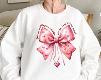 Valentine Day Pink Coquette Bow Sweatshirt,Valentine Love Bow Sweatshirt,Cupid Valentine Day Sweatshirt,Retro Valentine Day Bow Sweatshirt,