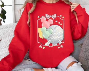 Disney Epcot Retro Coquette Bow Sweatshirt, Disney Trip Clothing, Epcot World Tour 1982 Top, Disneyworld Family Matching Sweaters