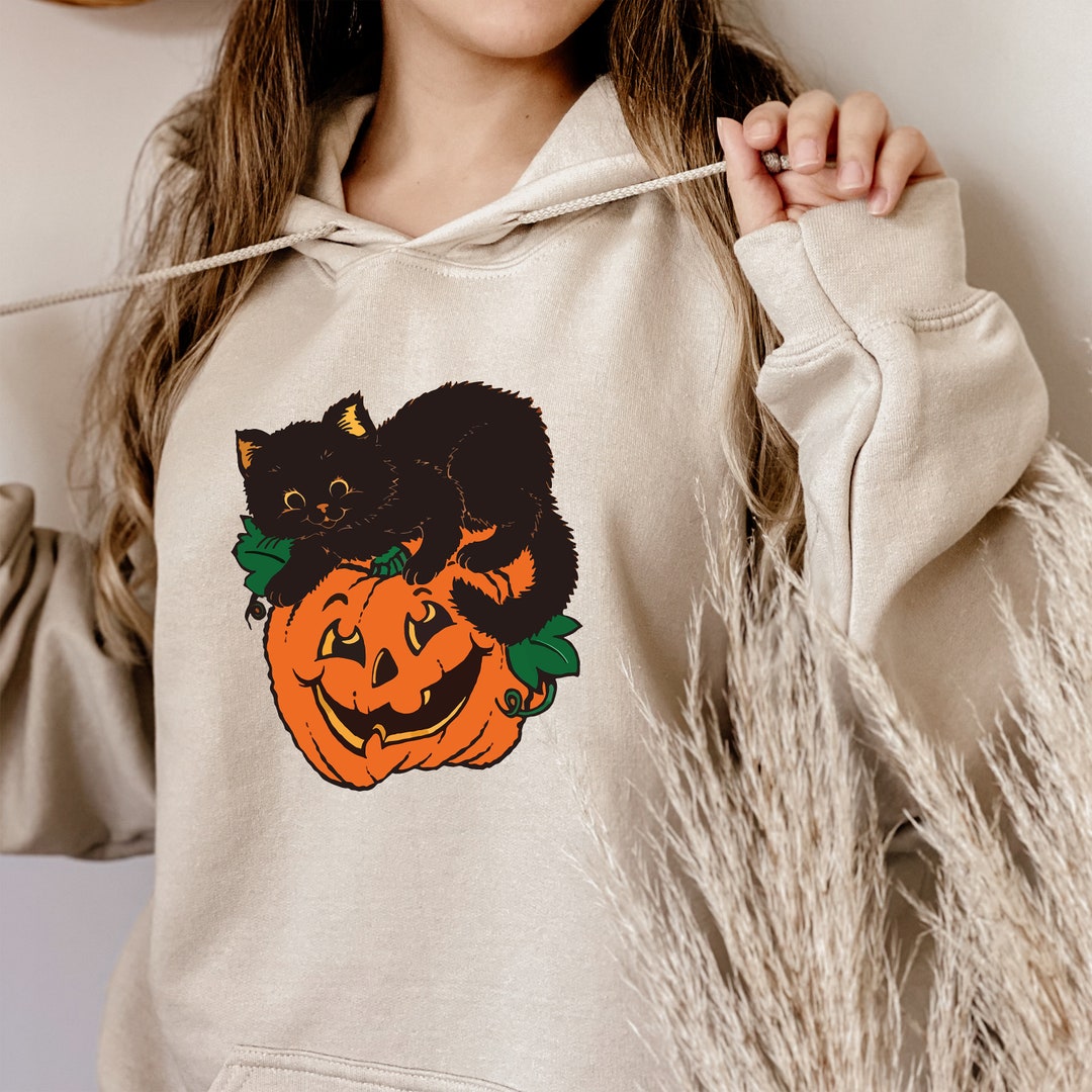 Sweat à Capuche Halloween "FaBOOlous" Avec Fantôme, Citrouille Et Chat Noir - Neuf, Tailles S à 3XL