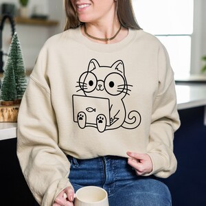 Nerd Cat Sweatshirt Nerdy Cat, Funny Cat Sweatshirt Cute Cat , Cat Lover Sweatshirt Gift for Cat Lover, Cat Mom Sweatshirt  Christmas Gift