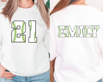 Sudadera con nombre y número de softbol personalizado, sudadera de doble cara, regalo de softbol personalizado, sudadera deportiva, sudadera de equipo deportivo,