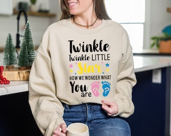 Twinkle Little Star How We Wonder What You are Sweatshirt, Pink Or Blue Sweatshirt, Pink Or Blue We Love You, Family Gender Reveal Party