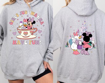 Disney Girls Just Wanna Fun Hoodie,Disney Minnie Daisy Summer Hoodie,Girls Just Wanna Have Fun,Disney Besties Hoodie,Disney Summer Hoodie,