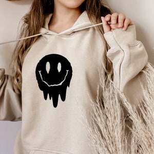 Melting Happy Face Hoodie, Melted Happy Face Hoodies, Happy Face, Happy Face Hoodies, Trendy Gift Hoodie, Gift for Her, Gift for Him