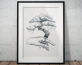 RING || Bonsai | Ink Drawing | Art Print | Wall Art | Home Décor | Friendship | Love